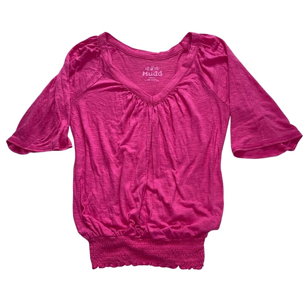 Y2K Mudd V-Neck Smock Blouse, Flare Sleeve, Size Small
